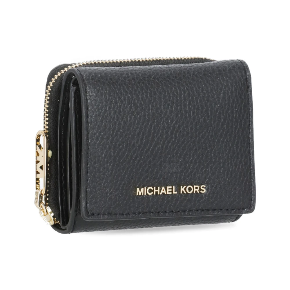 Michael Kors Zwarte Leren Damesportemonnee met Logo Black Dames