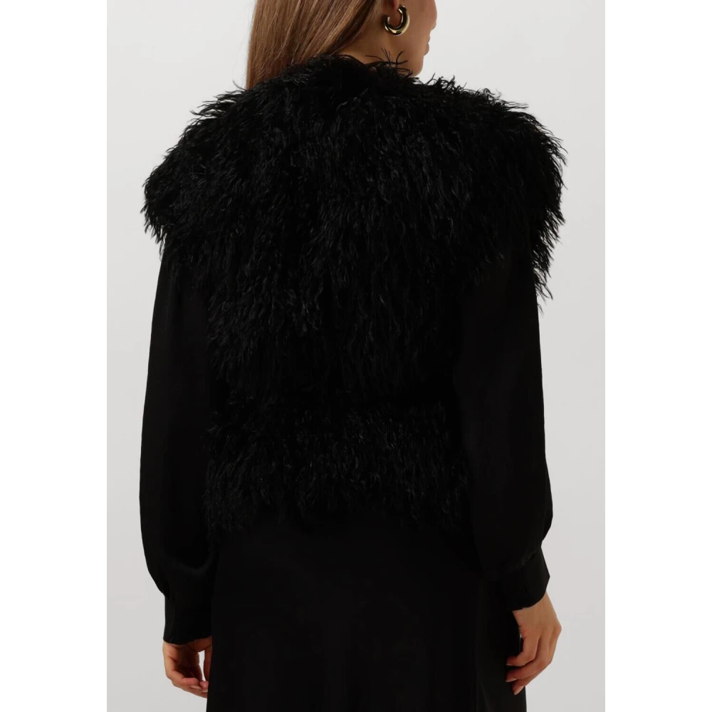 Ibana Zwarte Gilet met Franjes voor Vrouwen Black Dames
