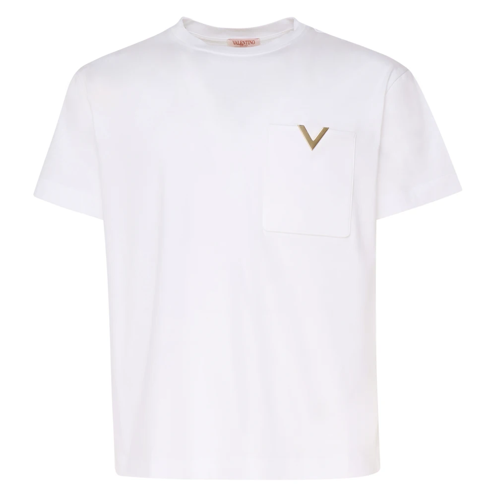 Valentino Garavani Witte Katoenen T-shirt Korte Mouwen White Heren