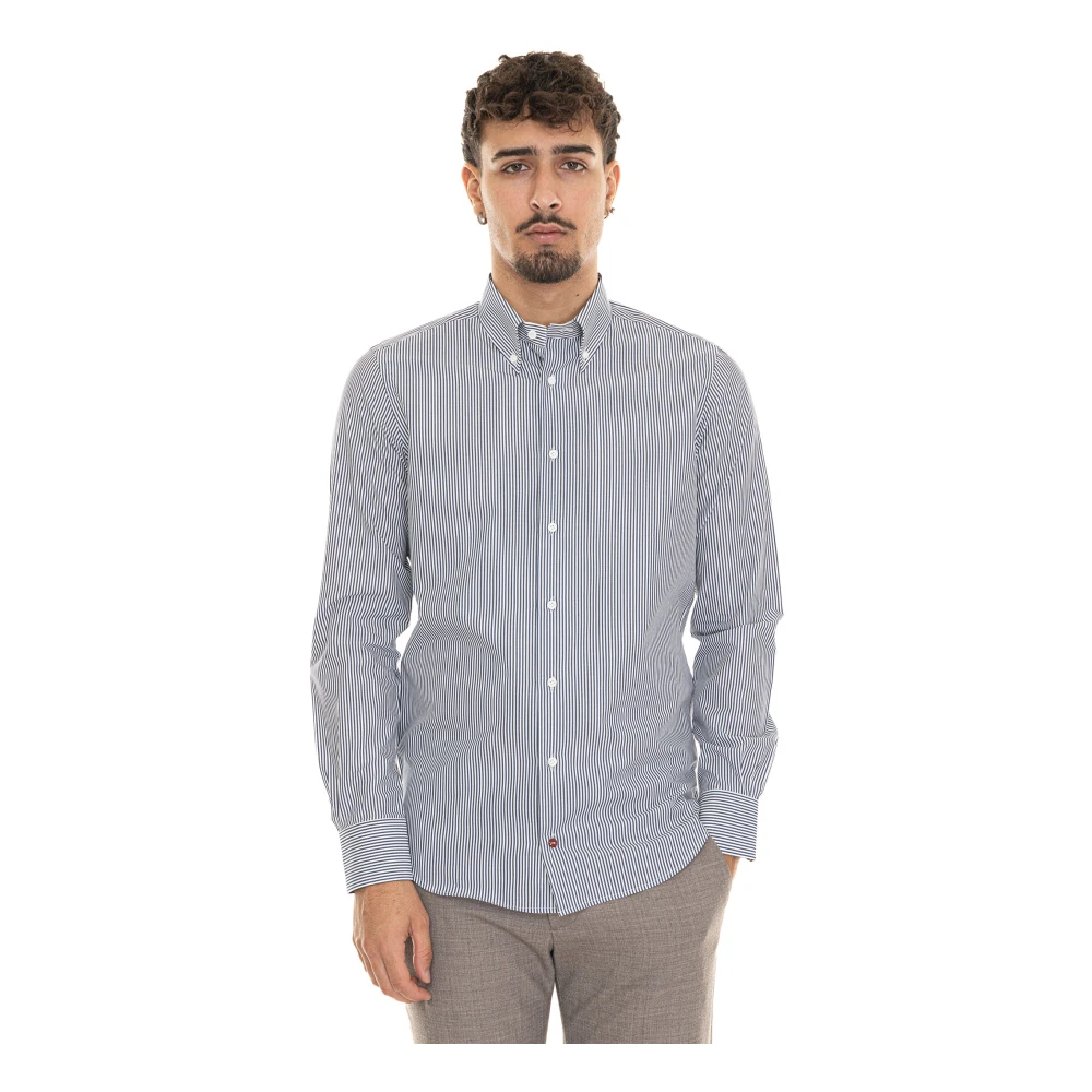 Càrrel Gestreept Button-Down Casual Overhemd Blue Heren