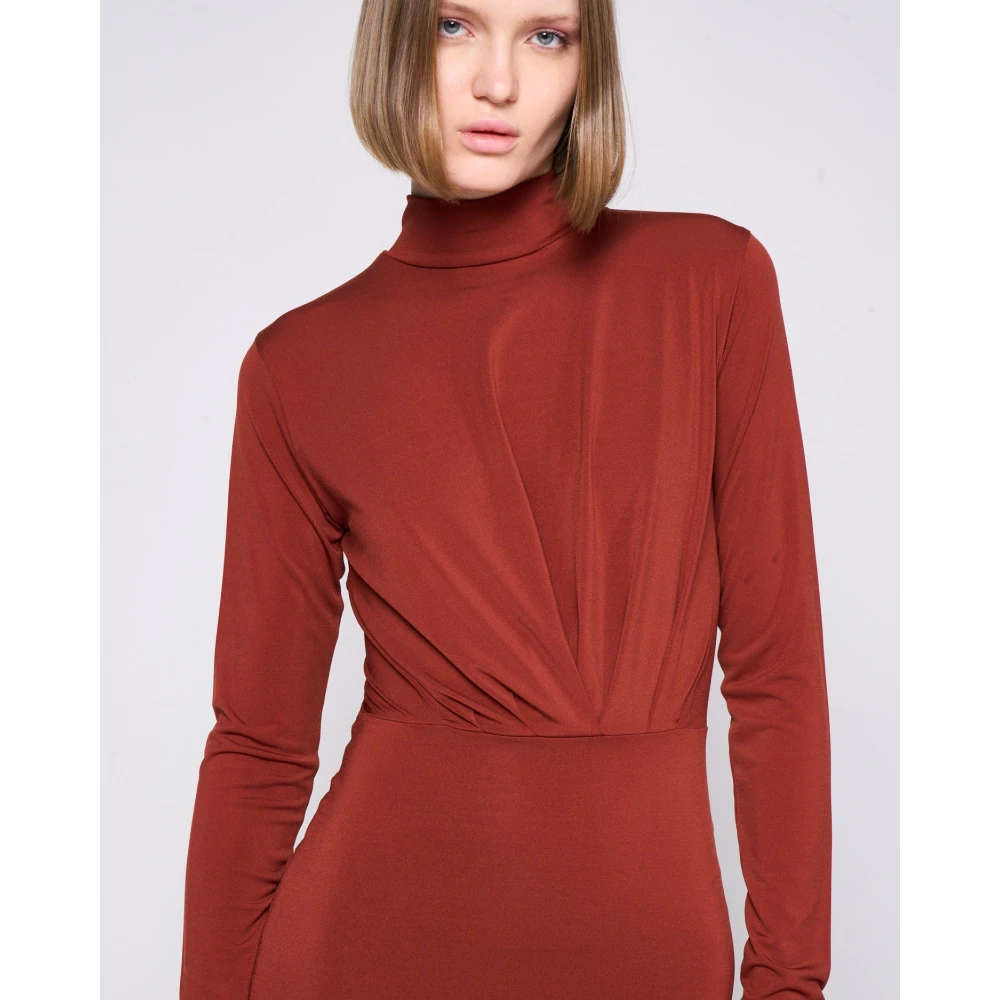 Silvian Heach Midi jurk met zijdelingse draperie Brown Dames