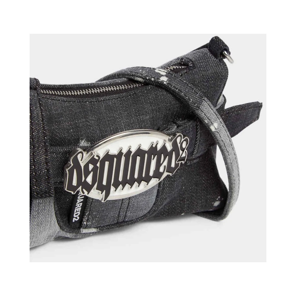 Dsquared2 Denim ketting mini tas Black Dames