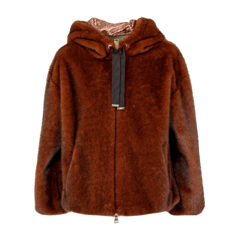 Herno Donna Marrone - Bomber In Morbida Ecopelliccia - Jackets - M