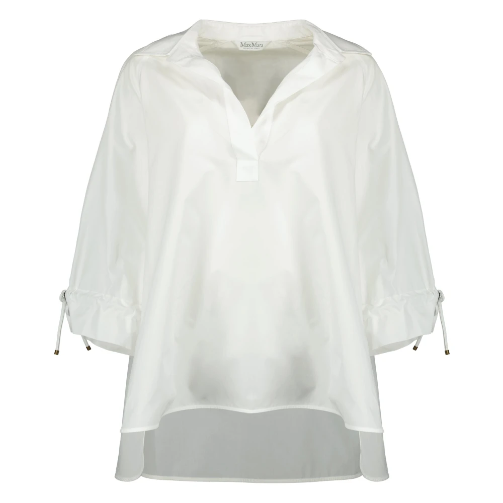 Max Mara Vrouw Wit Overhemden Dames, S, Katoen, Mxmadorni Blouse