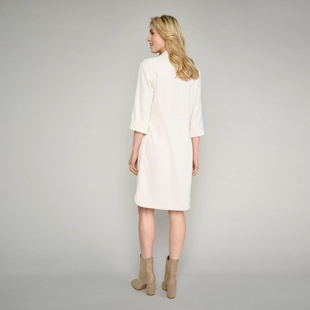 Marie Méro Ecru Velours Polo Kraag Jurk Beige Dames