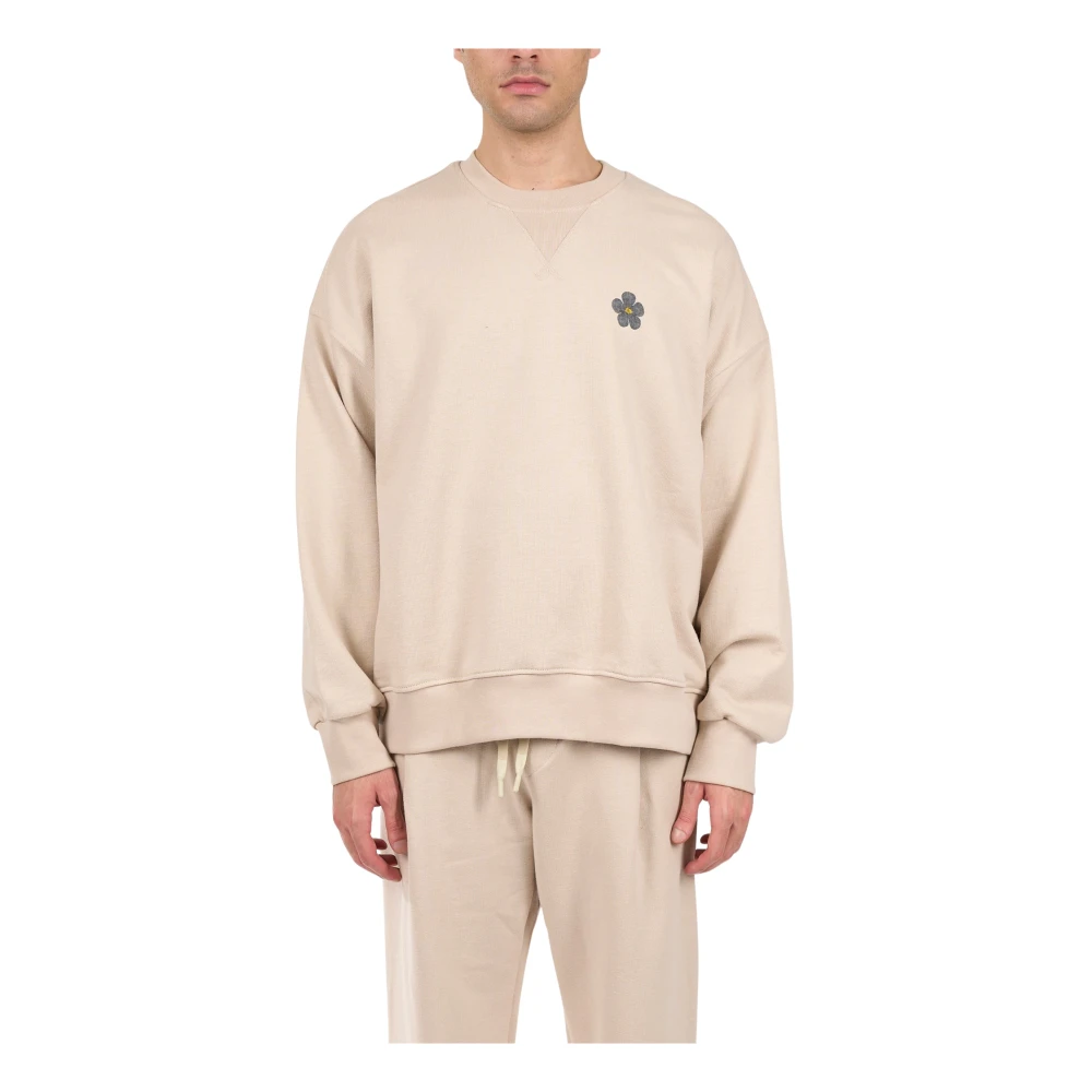 A Paper Kid Katoenen sweatshirt met logoprint Beige Heren
