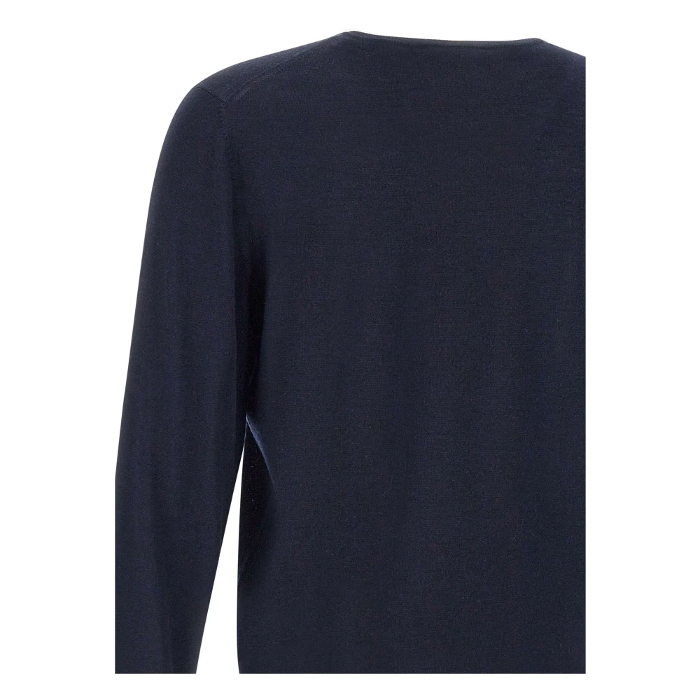 Lardini Navy Blue Wol Crew Neck Sweater Blue Heren