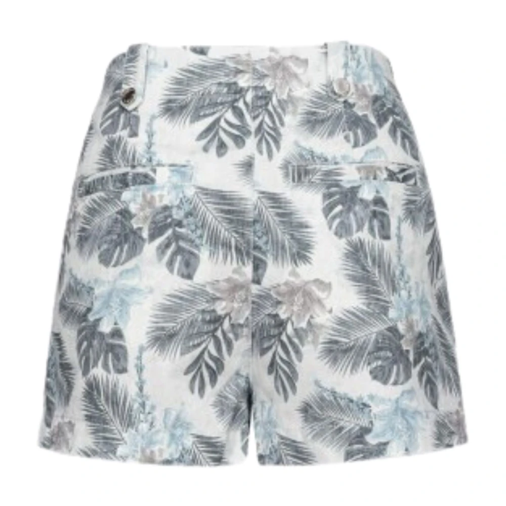 pinko Shorts met bloemenprint en hoge taille Blue Dames