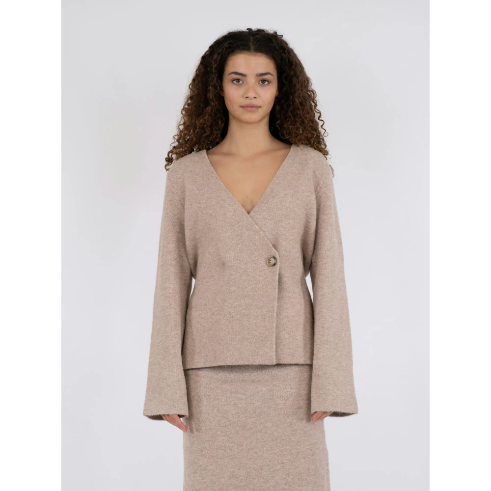 NEO NOIR Gebreide Cardigan Beige Dames