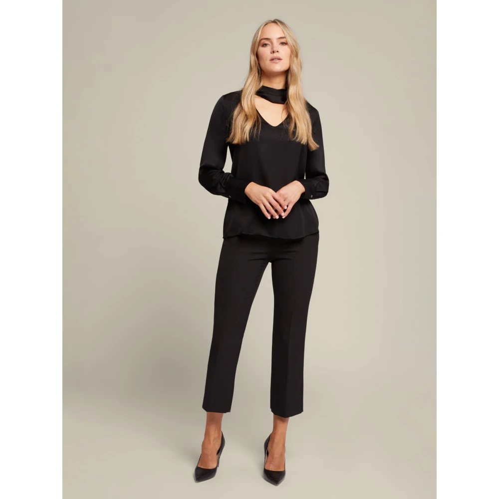 Elena Mirò Broek met uitlopende pijpen van gerecycled materiaal Black Dames