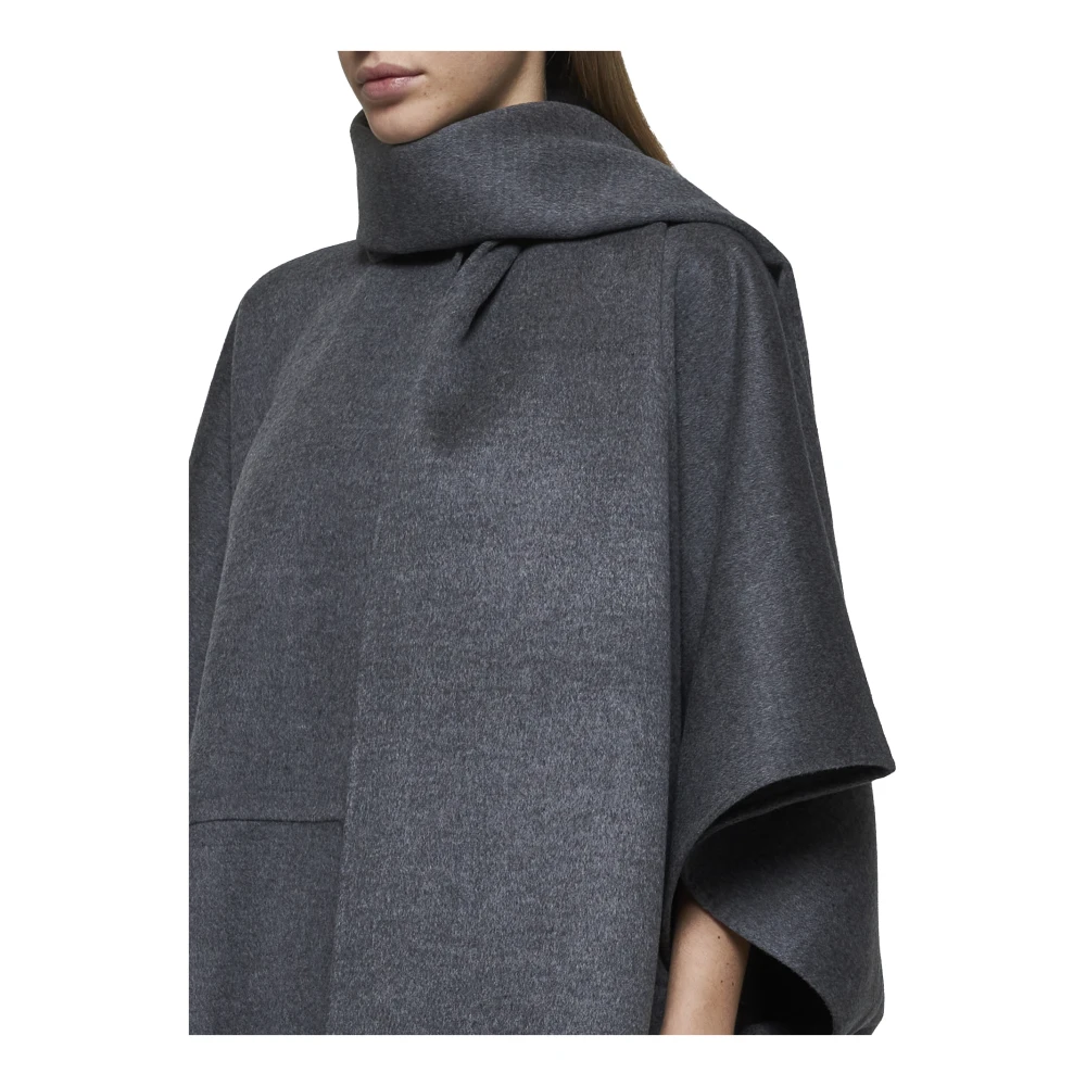TotêMe Merino Wool Poncho-Style Sweater in Grey Gray Dames