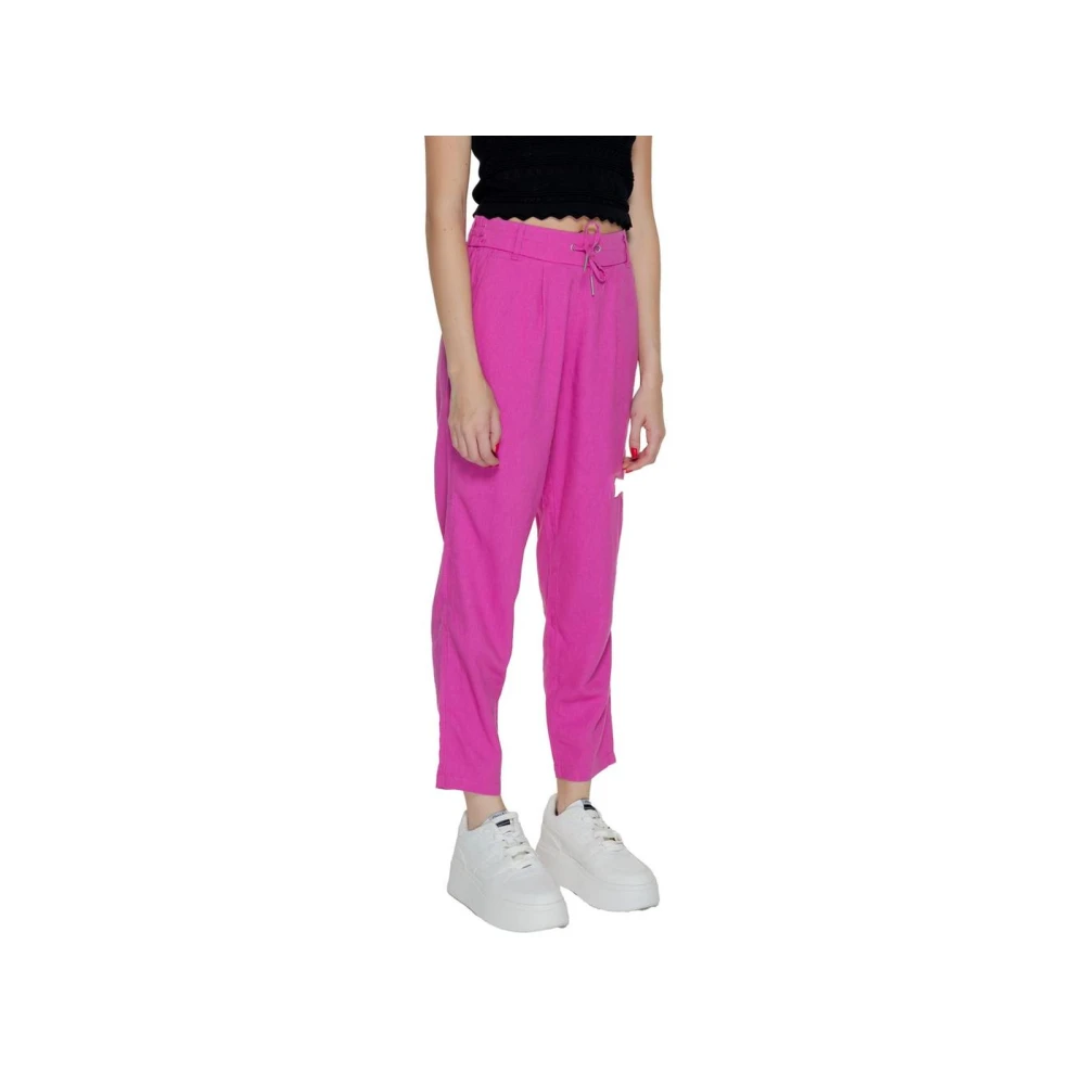 Only Multicolor Linnen Jeans & Broek Pink Dames