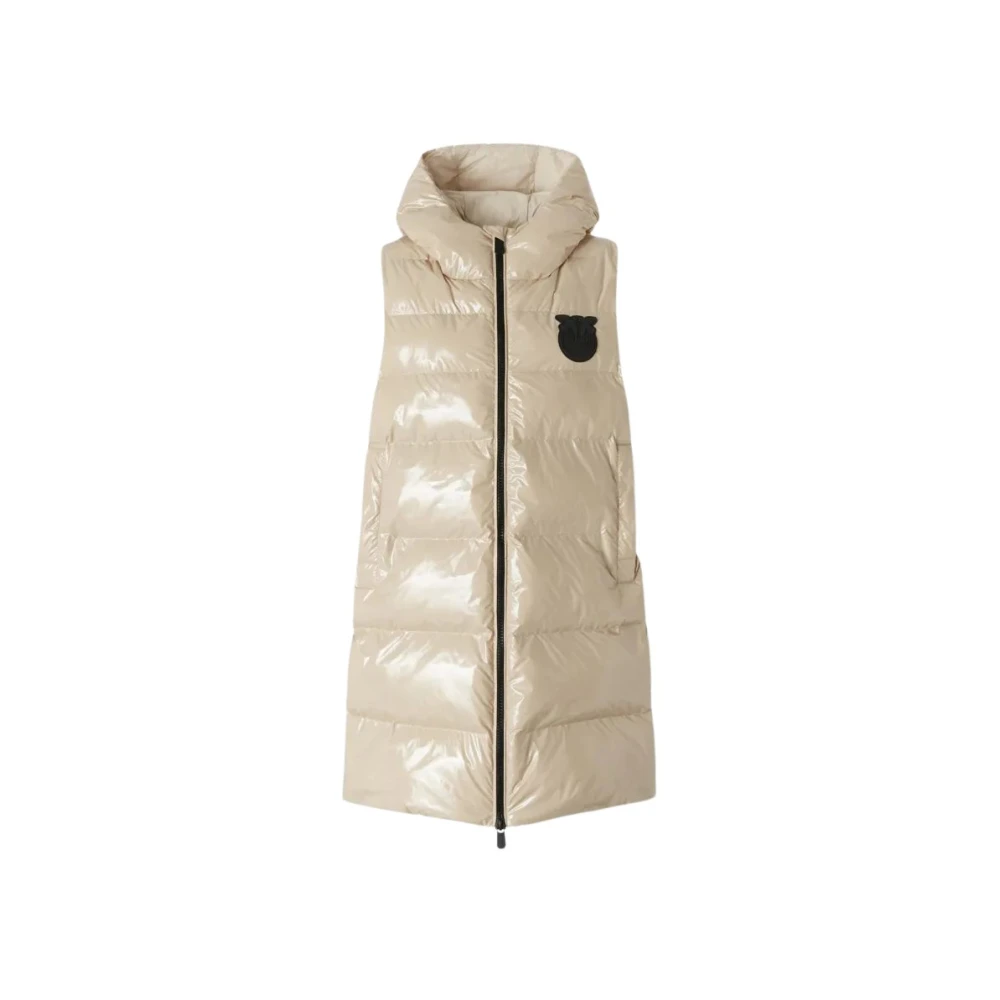 Pinko Beige Mouwloos Puffer Vest met capuchon Beige Dames