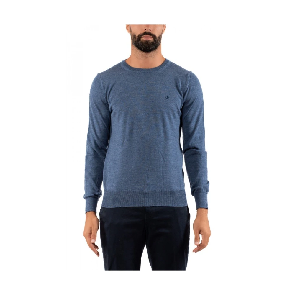 Brooksfield Round-neck Knitwear Blue Heren