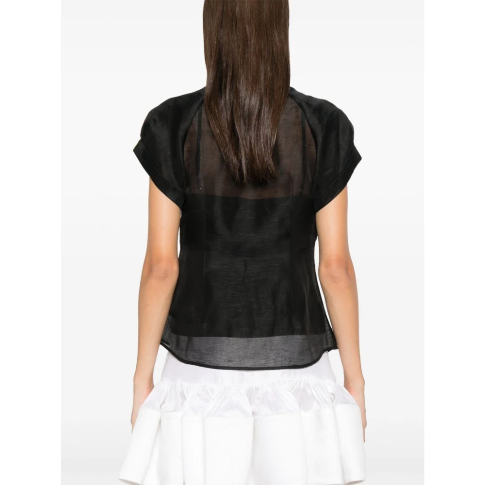 Zimmermann Doorschijnende kristalkraag shirt Black Dames