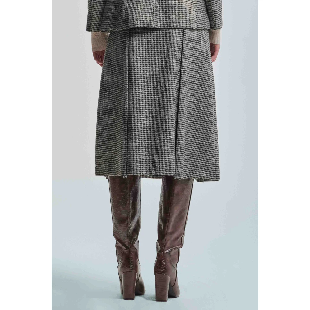 Kocca Flared Microcheck Geplooide Rok Gray Dames