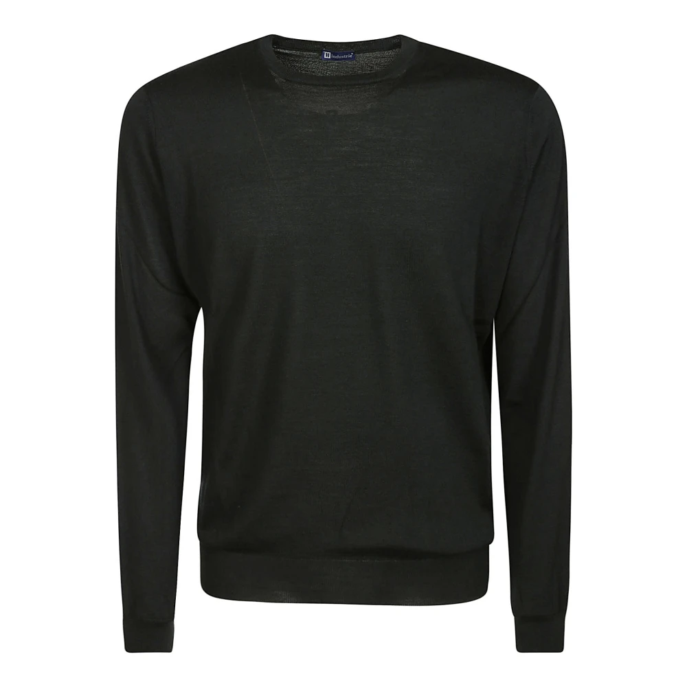 Hindustrie Groene Merino Wol Crewneck Trui Green Heren