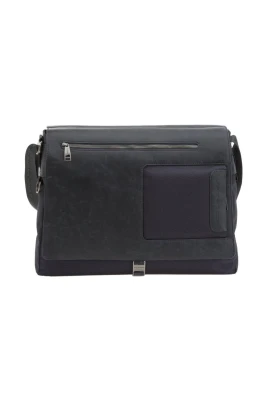 Blå Läder Messenger Bag Ram