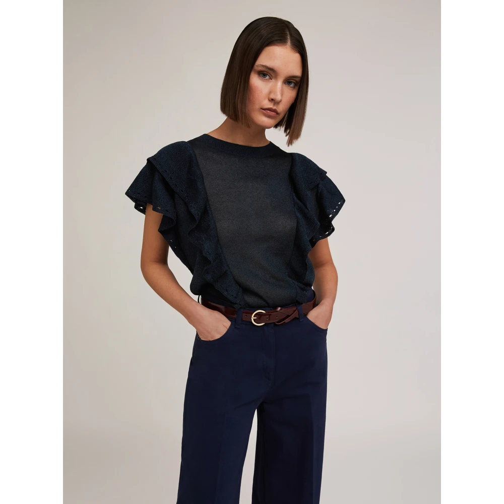 Motivi Lurex-trui met ruches Blue Dames