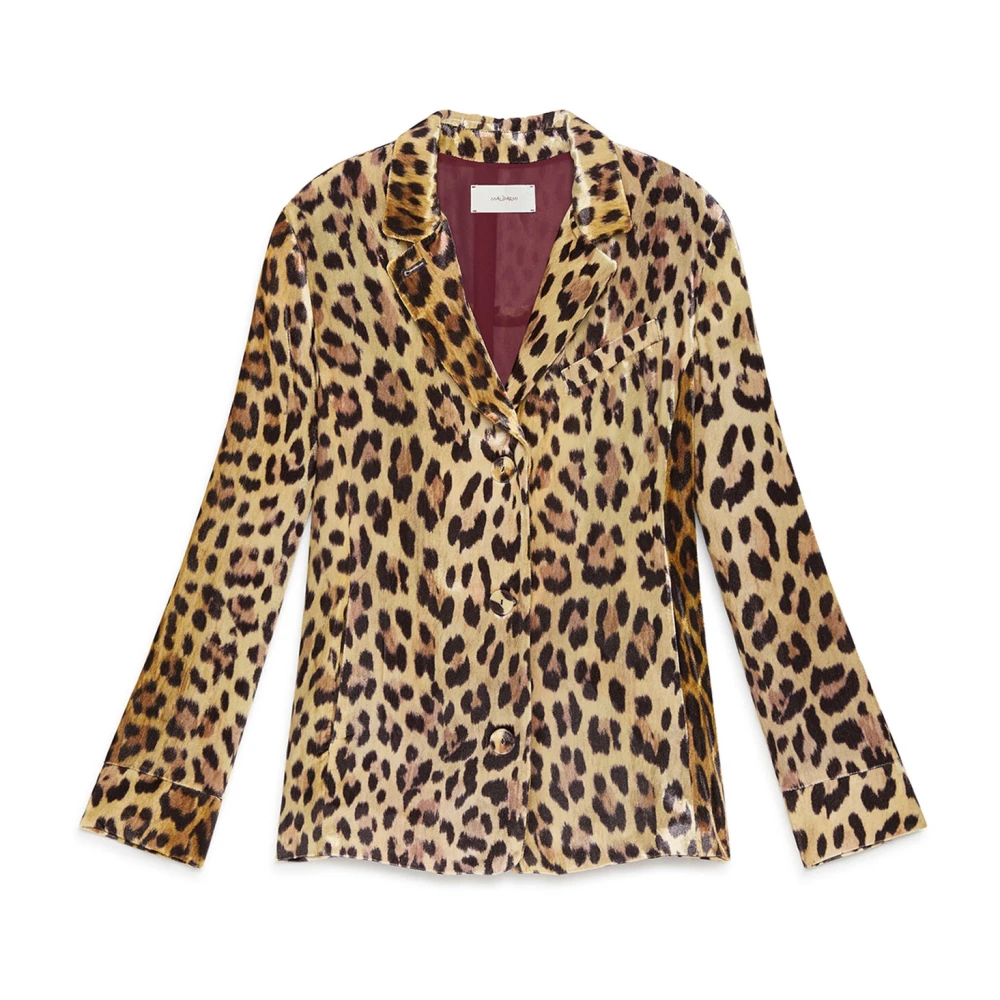 Maliparmi Kvinno Brun Jackor Dam, M, Polyester, Velvet Prints Jacket