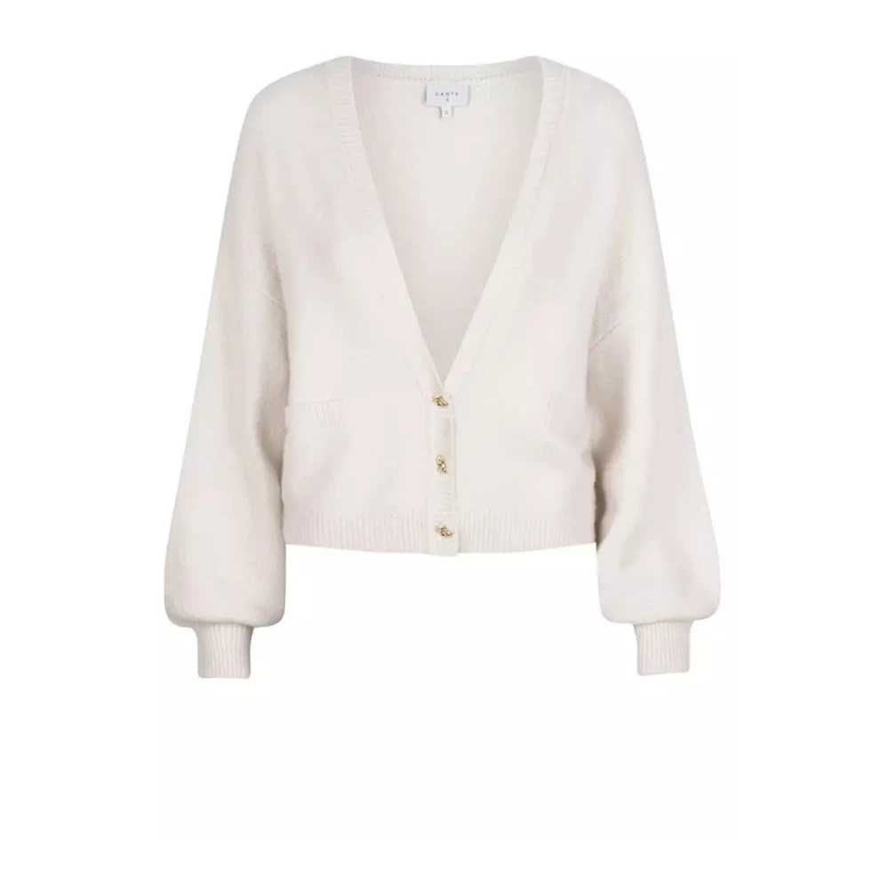 Dante 6 Klassieke V-hals Cardigan met Gouden Knopen Beige Dames