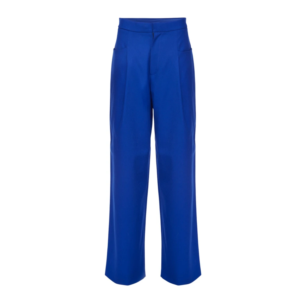 Nineminutes Wijde pijpen wollen broek elektrisch blauw Blue Dames