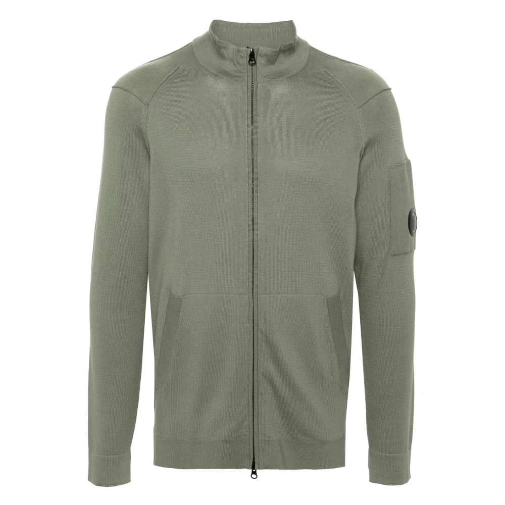 C.p. Company Men's Green Cardigans, 2XL, Zipped Knit Jumper