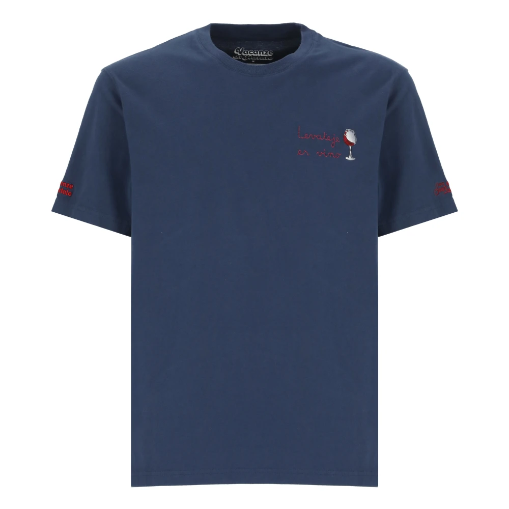 MC2 Saint Barth Blauw Katoen Logo Geborduurd T-shirt Blue Heren