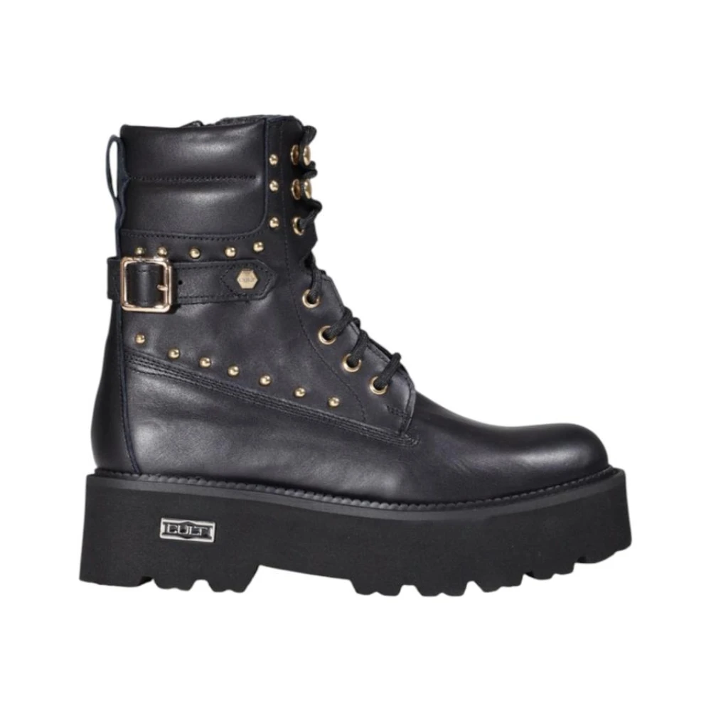 Cult Women's Black Ankle Boots With Zip And Laces - Lace-Up Boots - 6 Uk- Shoes
