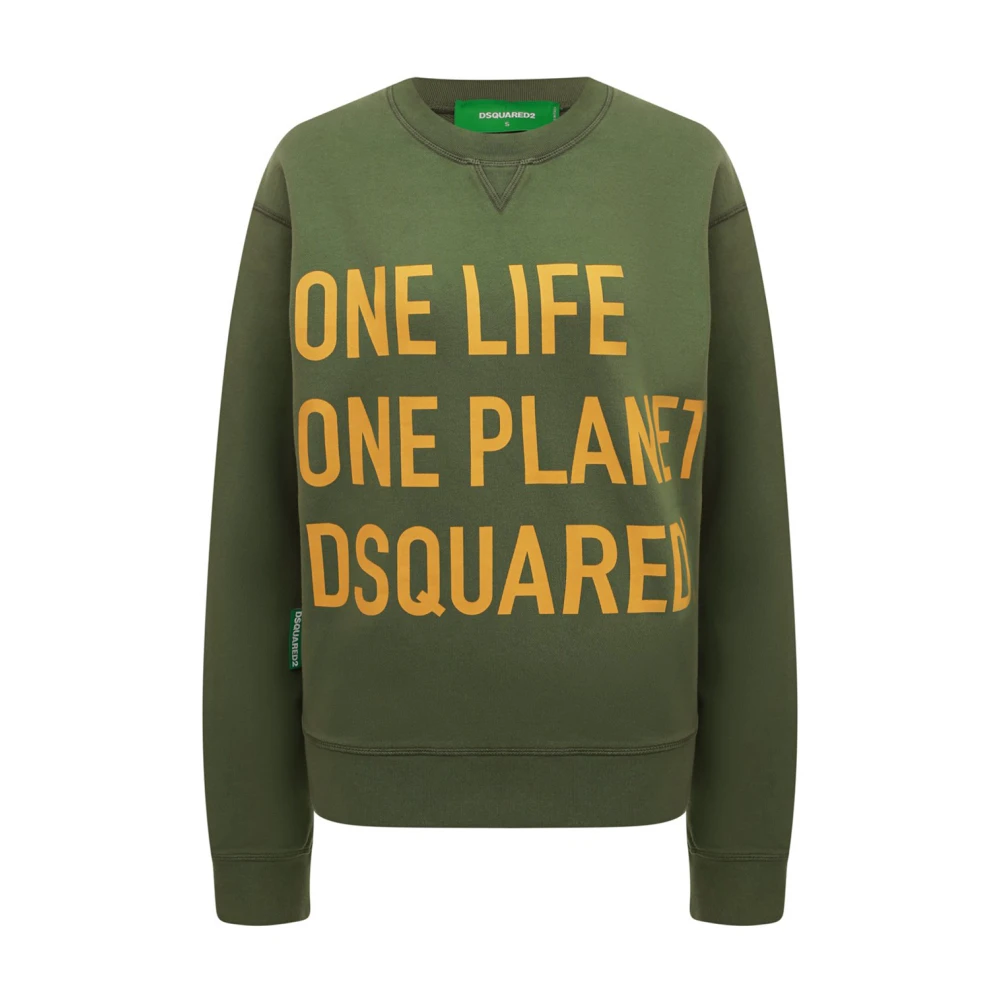 Dsquared2 Grön Sweatshirt, Regular Fit, Tillverkad i Italien Green, Dam