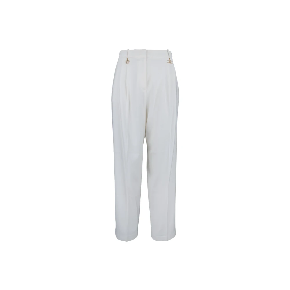 Elisabetta Franchi Gouden Charme Rits Haak Broek White Dames