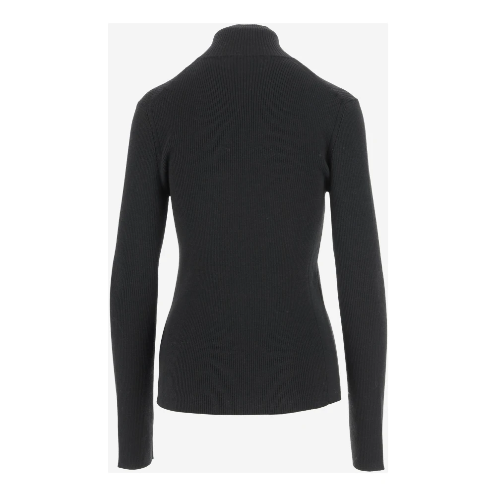 Jil Sander Logo Wollen Blend Cardigan Hoge Kraag Black Dames