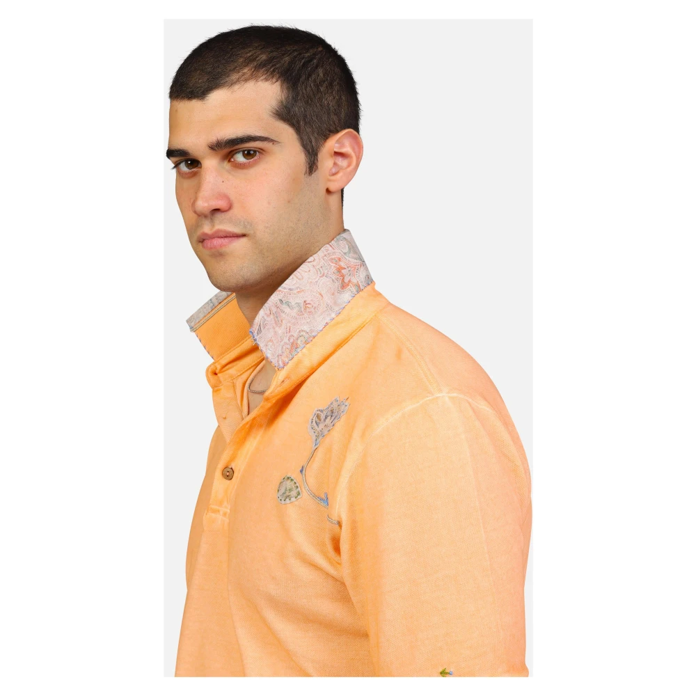 BOB Handgeborduurd Polo Shirt Orange Heren