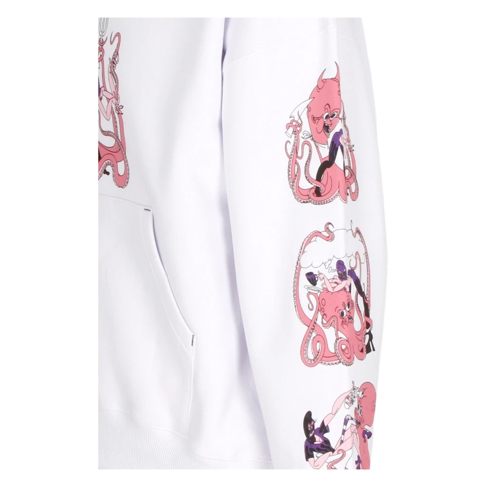 Octopus Love Hoodie Wit Geribbelde Manchetten White Heren
