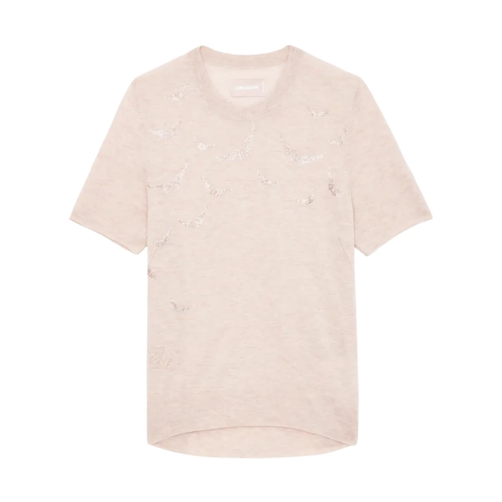 Zadig & Voltaire Kasjmier Vleugels Korte Mouw Trui Beige Dames