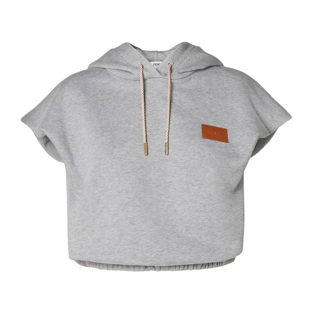 Fendi , Hoodies, Female, Gray, M, Cropped Sleeveless Hoodie