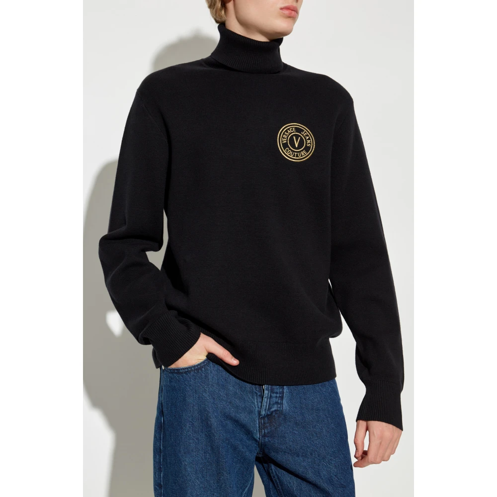 Versace Jeans Couture Turtleneck met logo Black Heren