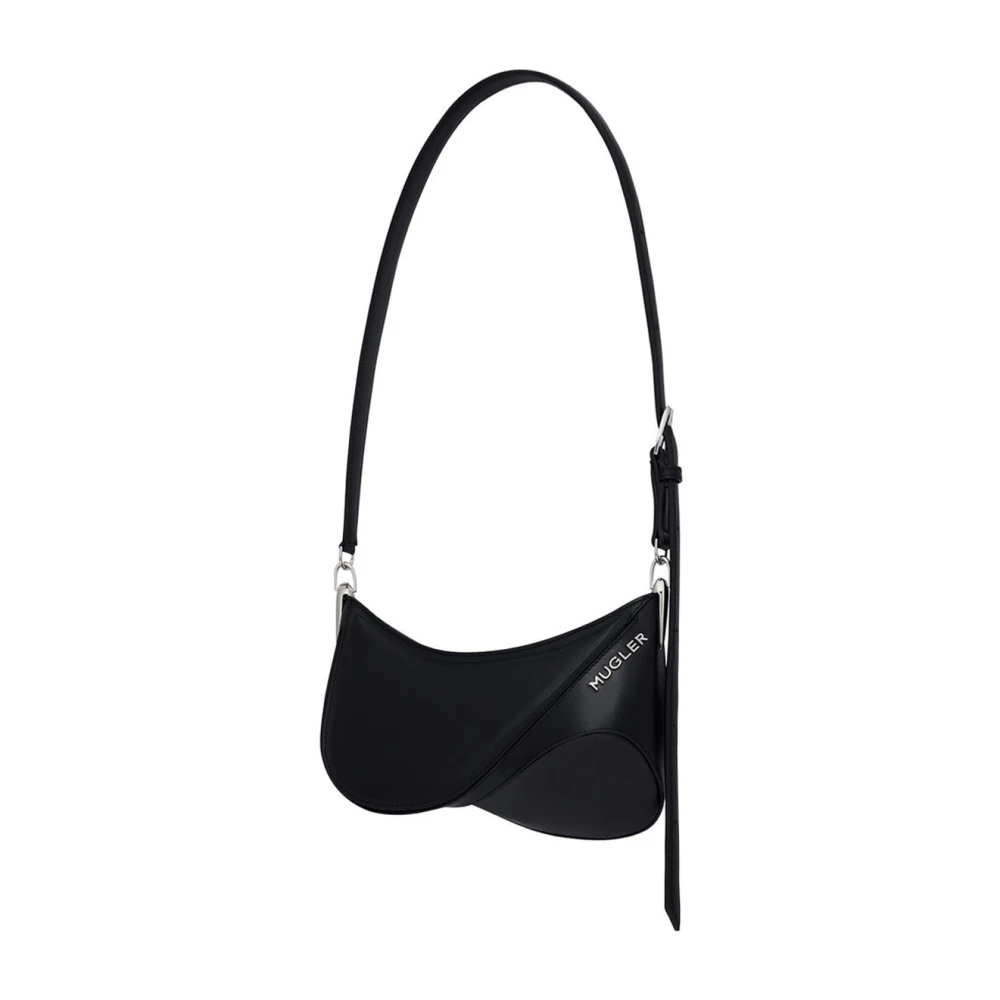 Mugler Zwarte Spiral Curve Kleine Leren Tas Black Dames