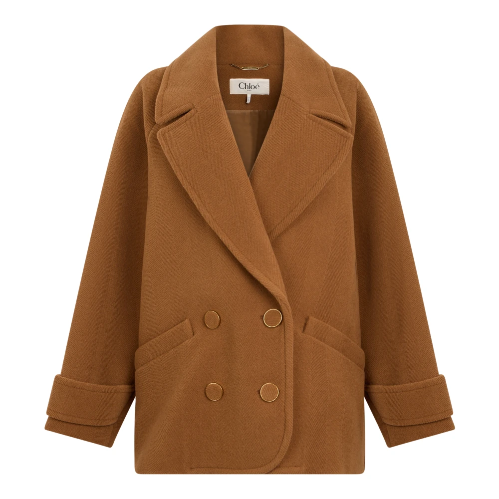 Chloé Brown Double-Breasted Coats, Female, Xs, Oversized Double-Breasted Coat