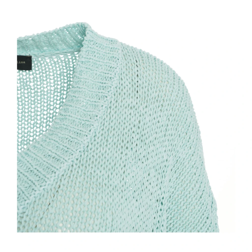 Roberto Collina Blauwe V-hals Gebreide Trui Blue Dames
