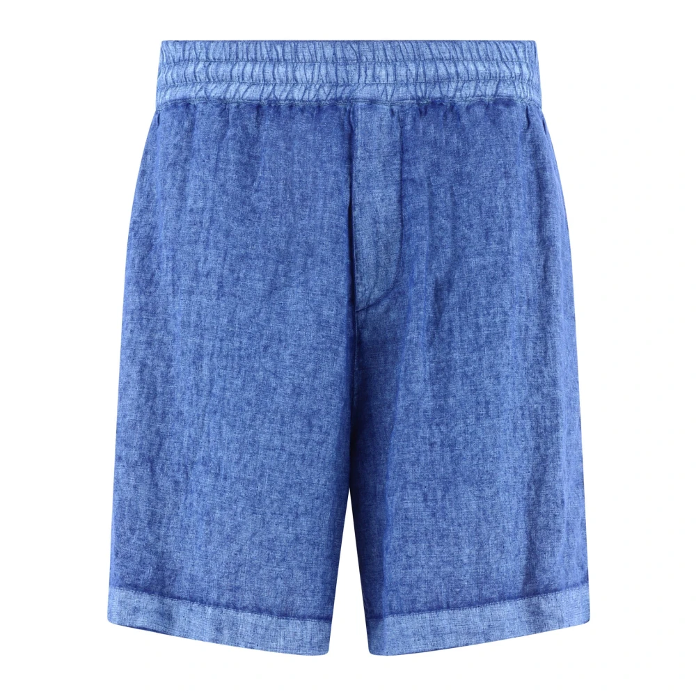 Burberry Men's Blue Casual Shorts, M, Linen Drawstring Shorts