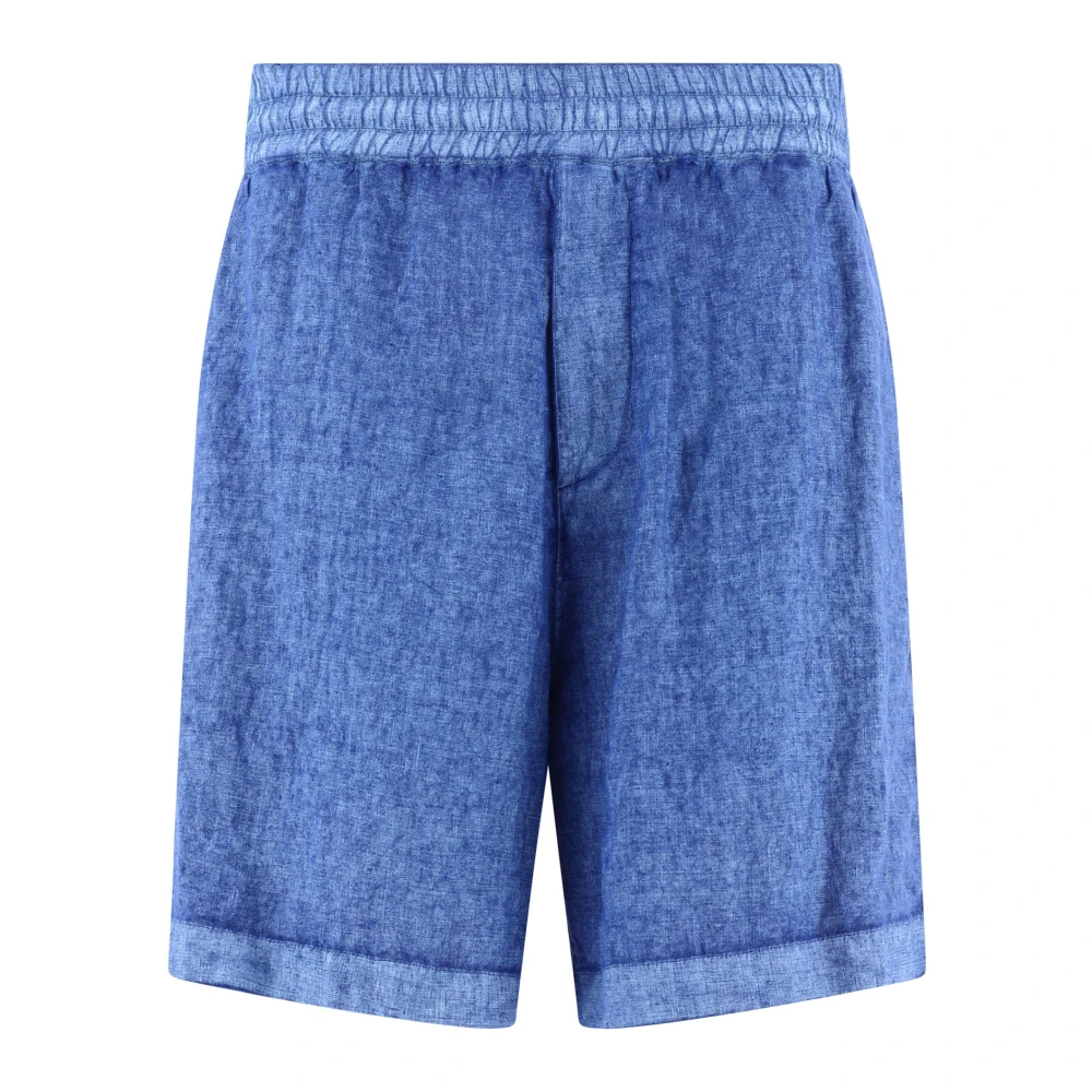Burberry Linnen shorts met trekkoord Blue Heren