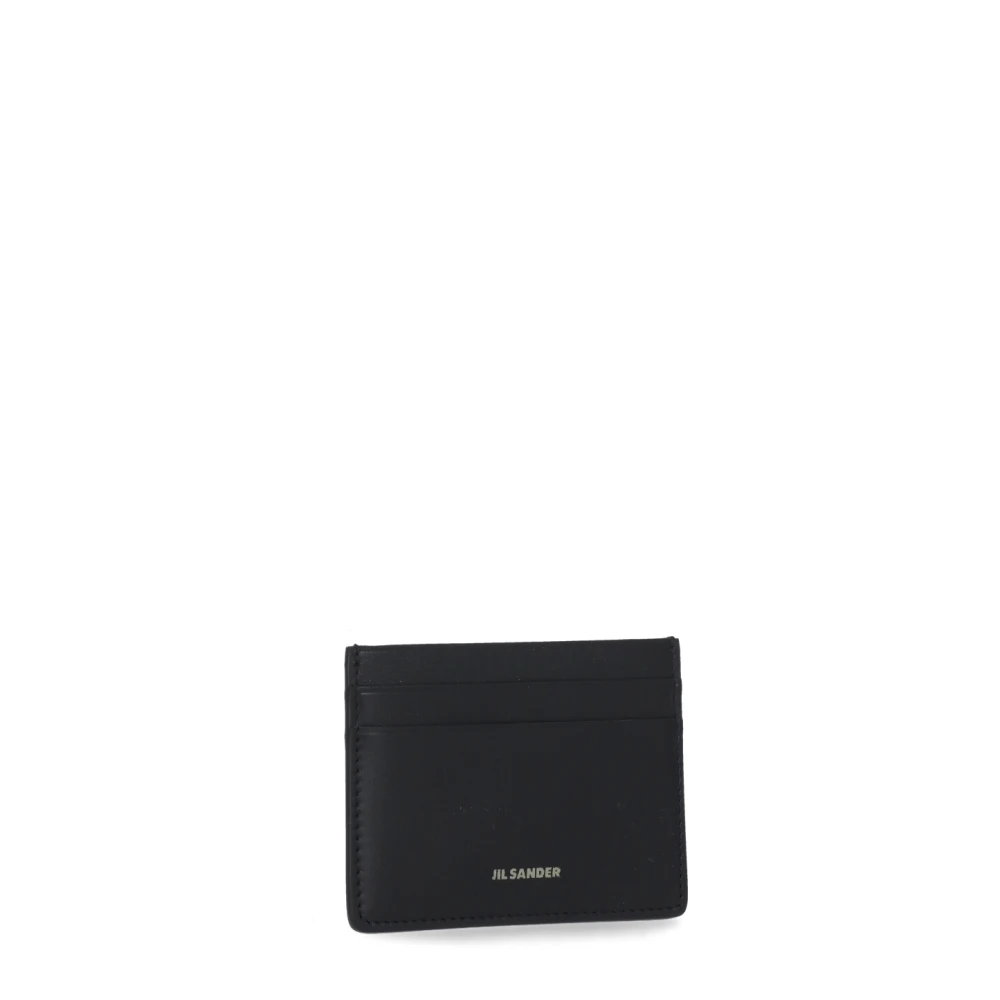 Jil Sander Zwarte Leren Kaarthouder Portemonnee Black Heren