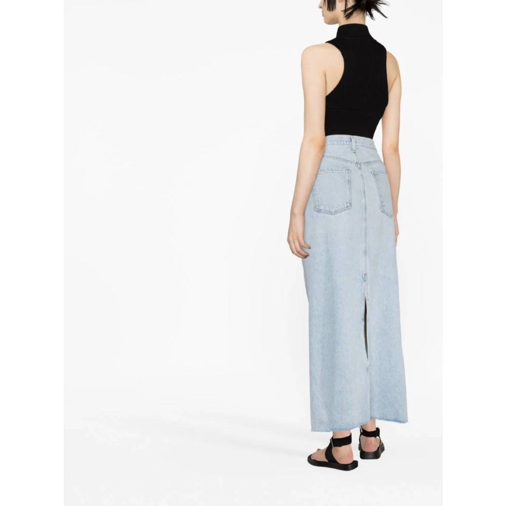 Agolde Blauwe Denim Maxi Rok Blue Dames