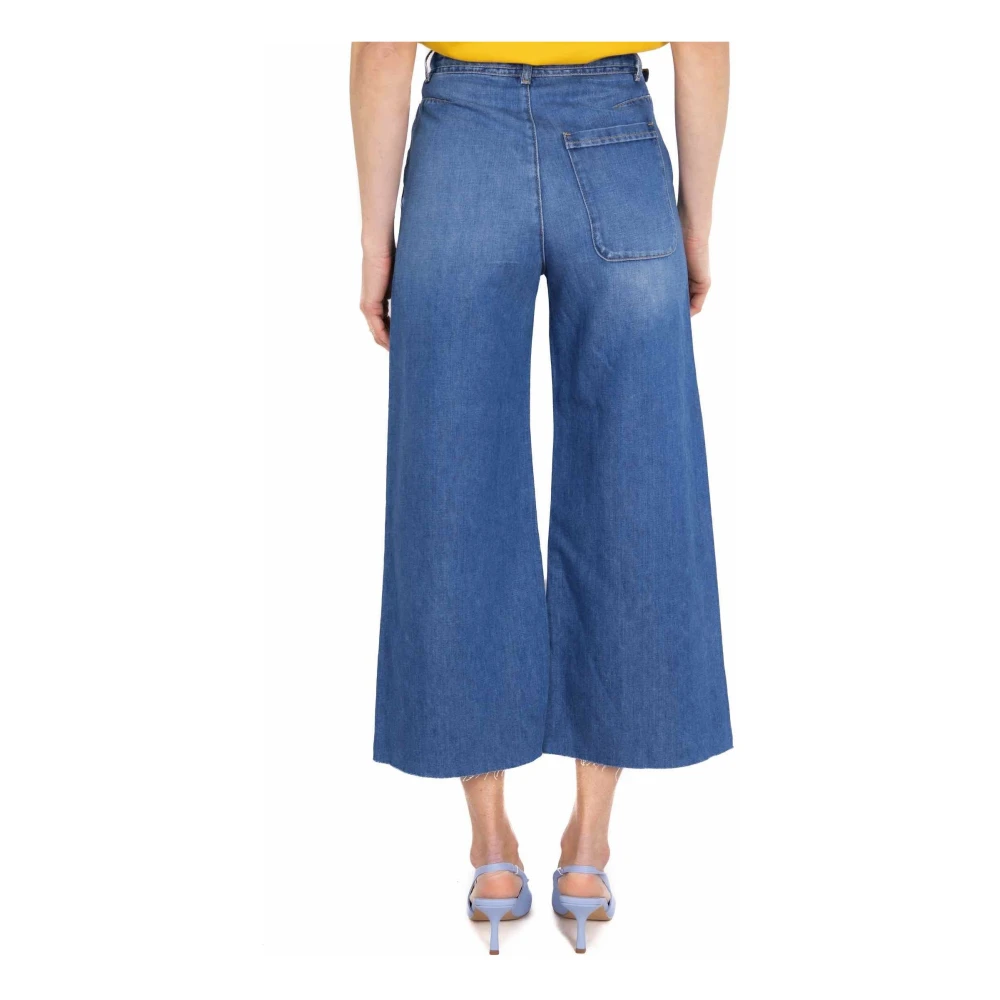 pinko Hoge taille wijde pijp katoen linnen jeans Blue Dames