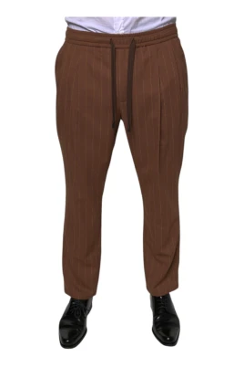 Randiga Skinny Dressbyxor med Dragsko