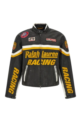 Läderbikerjacka med patch