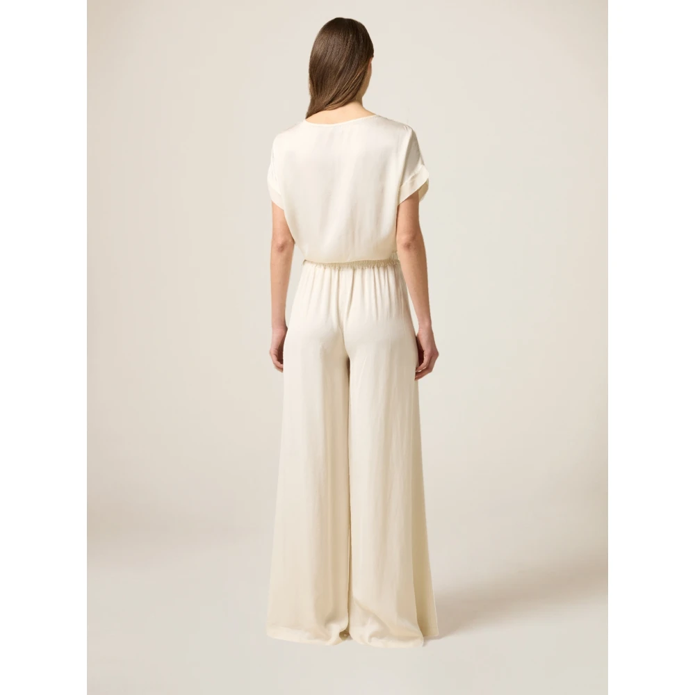 Oltre Wijde Pijp Palazzo Broek in Zacht Tencel Mengsel White Dames