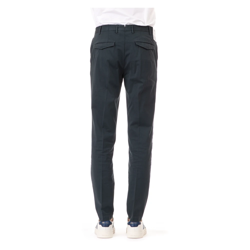 PT Torino Blauwe Zijden en Stretch Katoenen Broek Blue Heren