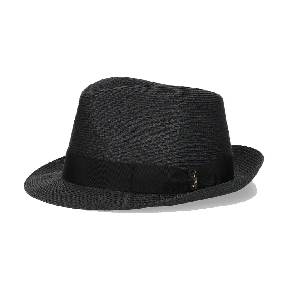 Borsalino Zwarte brede rand strohoed Black Heren
